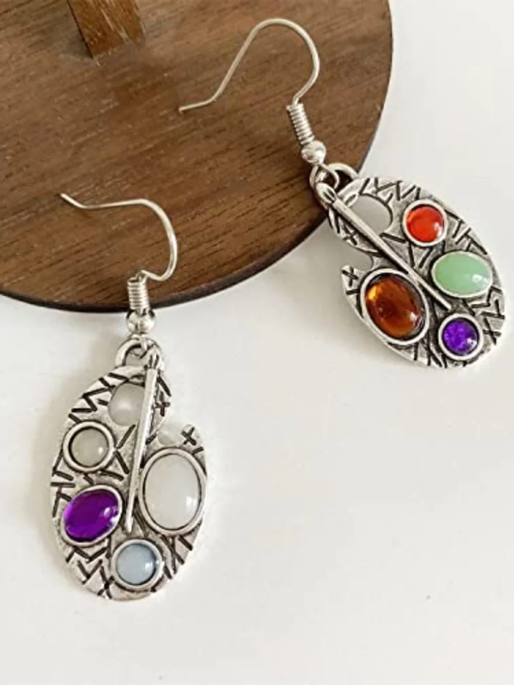 Unique Handmade Charm Sparkly Colorful Crystal Enamel Paint Dangle Earrings